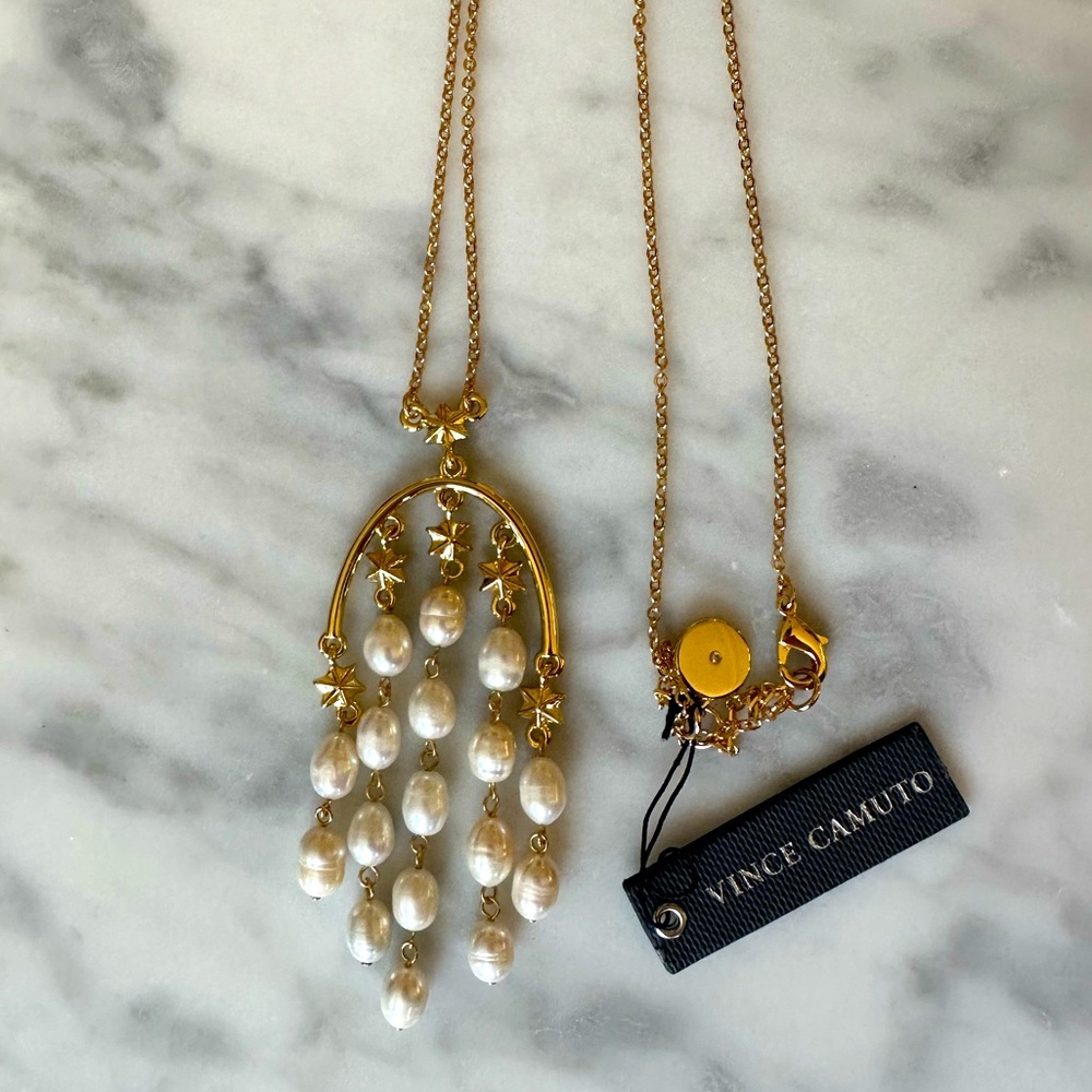 Vince Camuto Chandelier Pendant Necklace with Fresh Water Pearls